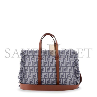 FENDI SUMMER TOTE FF JACQUARD FABRIC SHOULDER BAG WITH FRINGES 8BH435AUT4F1SXQ (37*29*16cm)